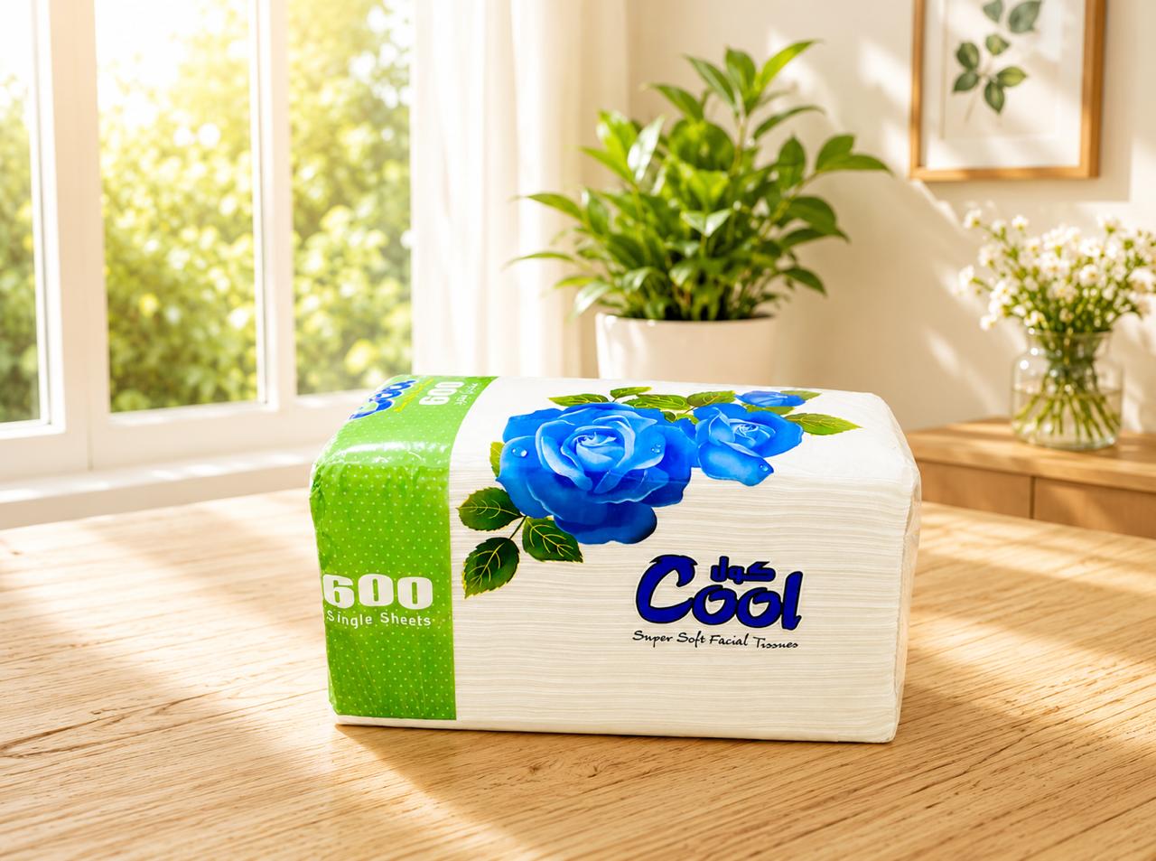 Cool Facial Tissue - Pack of 30 Boxes, 2 Ply Large, Soft & Fluffy Facial Tissues (600 Sheets each pack) Bulk buy